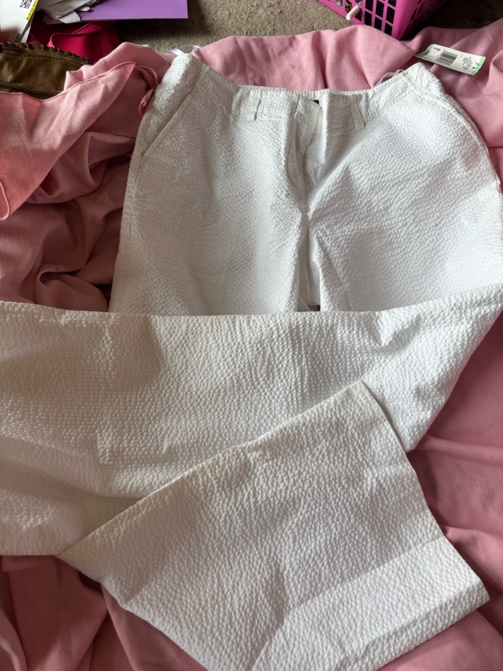 Anne Klein White Textured Stretch Pants new